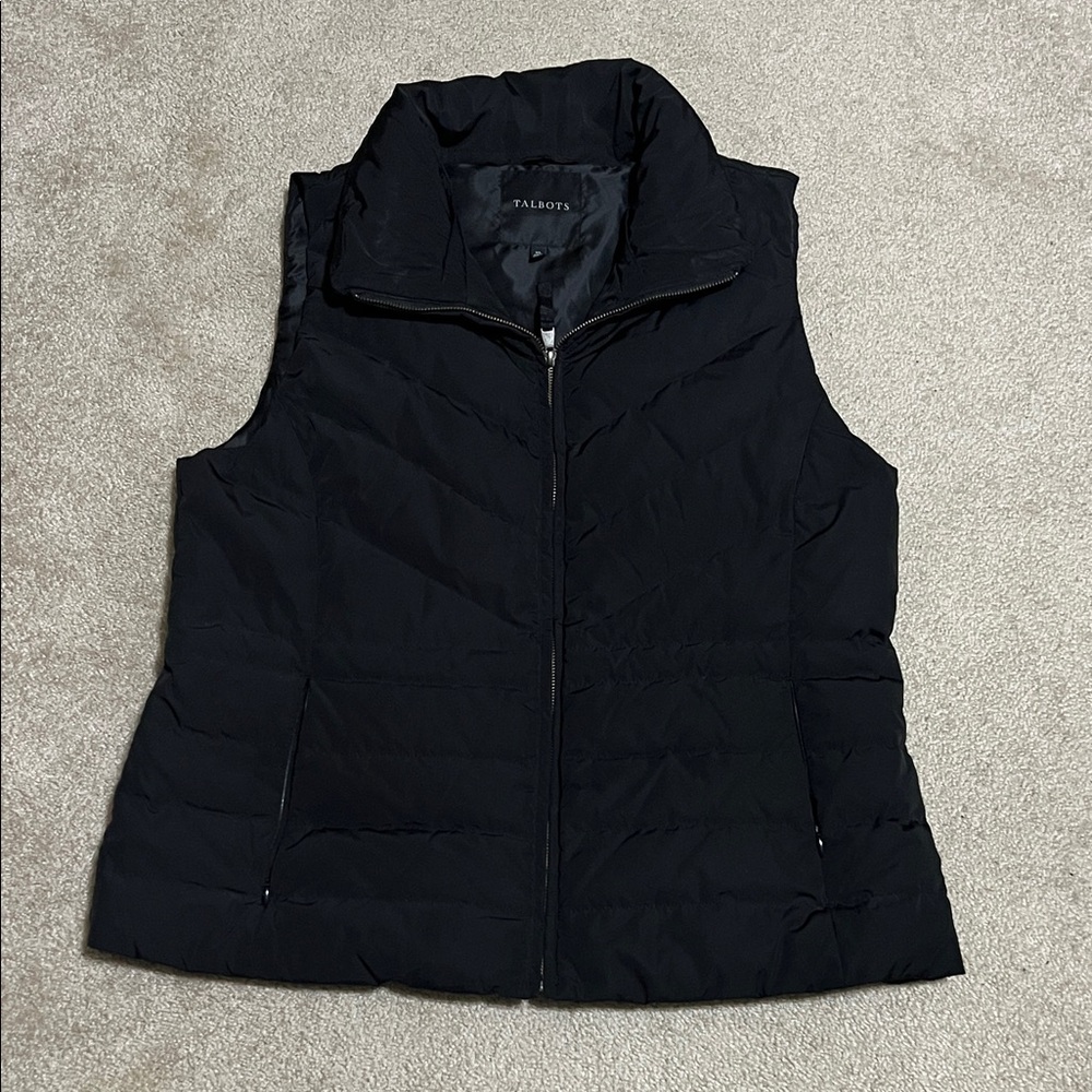 Talbots Black Quilted Sleeveless Puffer Vest